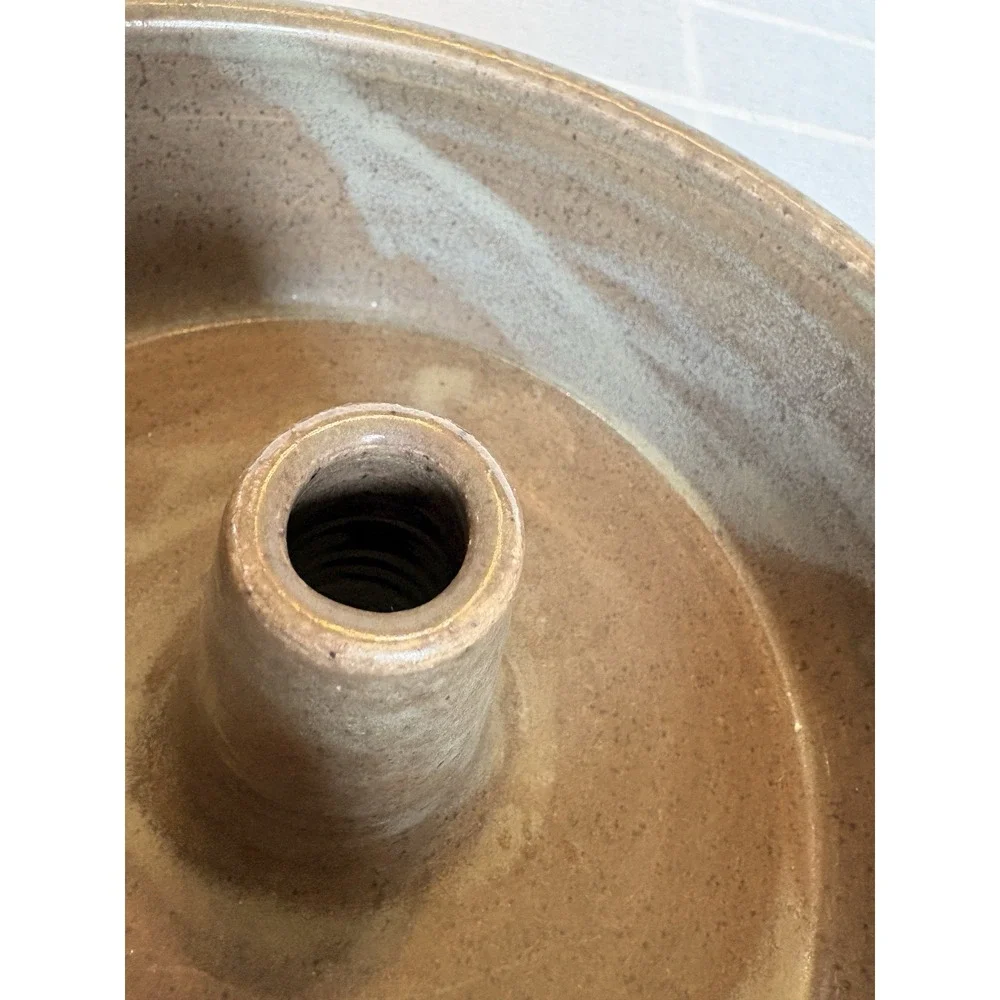 Hand Thrown Heavy Appalachian Pottery Earthenware Bundt Pan Minimalist Cabinchic